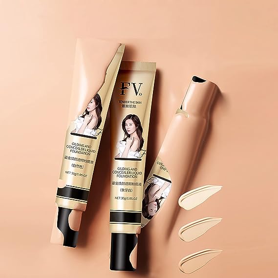 FVO Liquid Foundation Glowing Concealer Cream, Waterproof And Sweatproof, Hydrate and Brighten, Radiant & Healthy Looking Skin, Skin Perfecting (Hydrate and brighten skin) FVO Liquid Foundation Glowing Concealer Cream, Waterproof And Sweatproof, Hydrate and Brighten, Radiant & Healthy Looking Skin, Skin Perfecting (Hydrate and brighten skin)