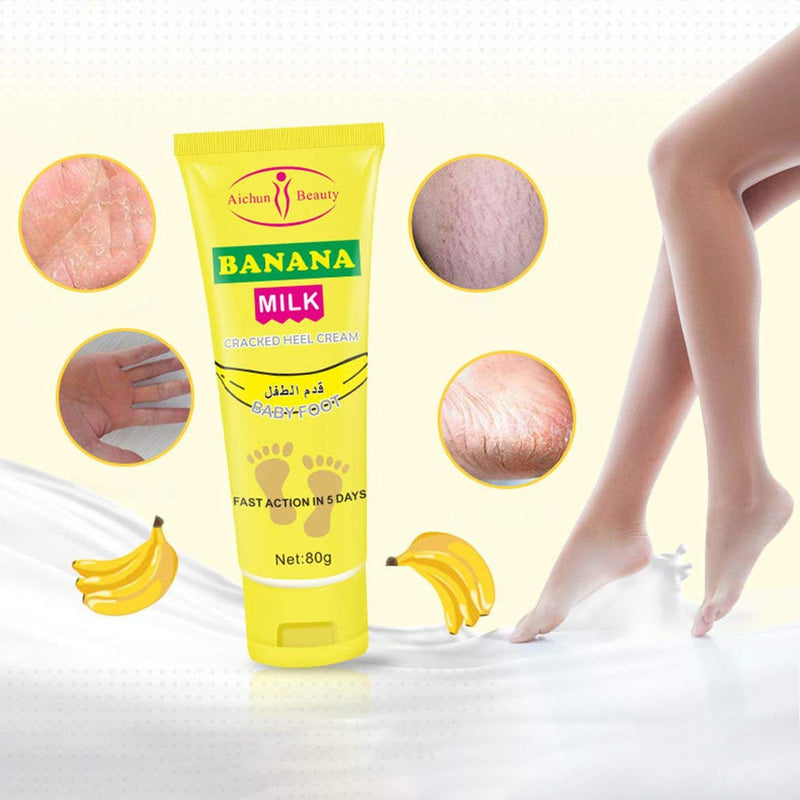 AICHUN BEAUTY Cracked Heel Cream Foot Care Banana Milk Cream Rough Dry Skin Baby Foot 80g - Tuzzut.com Qatar Online Shopping