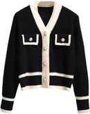 Women Elegant Knit Patchwork Cardigan Short Jacket 60454 - TUZZUT Qatar Online Shopping