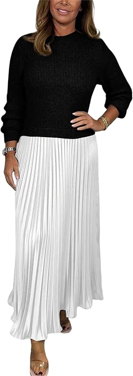 Sweatshirt Top and Pleated Bottom 170330 Sweatshirt Top and Pleated Bottom 170330