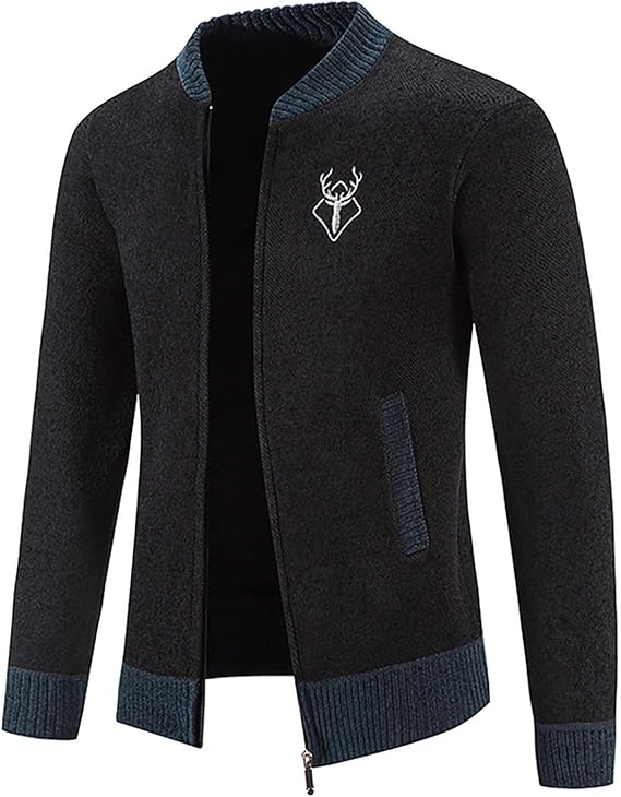 Mens Casual Full Zip Cardigan Sweaters Cable Knit Jacket Sweater           139600 - TUZZUT Qatar Online Shopping