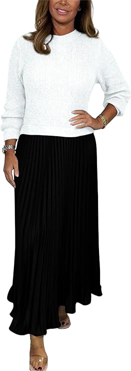 Sweatshirt Top and Pleated Bottom 170330 Sweatshirt Top and Pleated Bottom 170330