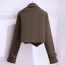 Long Sleeve Jacket + Pleated Skirt Top and Bottom Set 57420 - TUZZUT Qatar Online Shopping