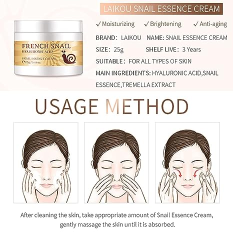 LAIKOU Snail Essence Face Cream Moisturizing Acne Scar Removal Cream Improve Skin Nourishing Collagen Essence Cream for Improve Damaged Skin S2838090