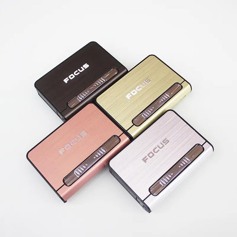 Focus Long Cloud JD-YH002 Automatic Cigarette Case Holder Box with Lighter - TUZZUT Qatar Online Shopping
