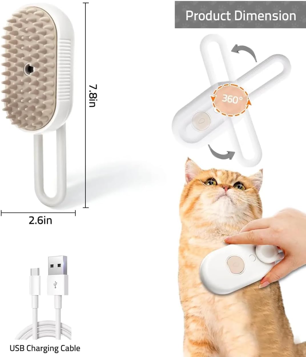 Smart Electric Steam Brush for Dogs and Cats Smart Electric Steam Brush for Dogs and Cats