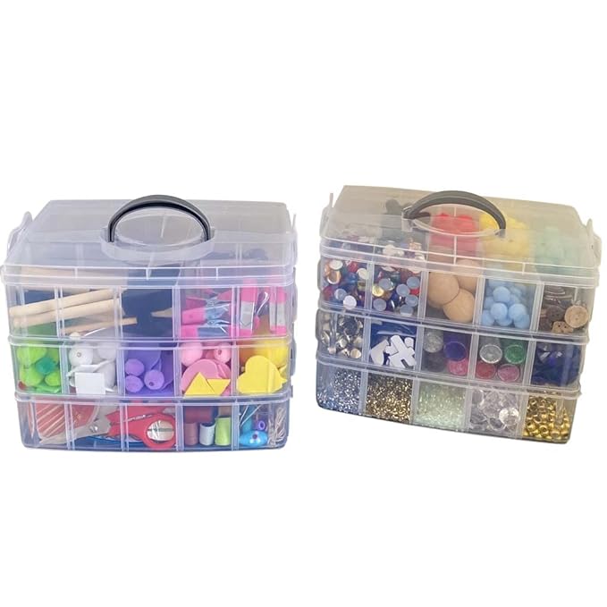 Evelots Storage Box-Clear-Stackable-Snap-60 Slots-Craft/Jewelry/Hardware-6 Trays - TUZZUT Qatar Online Shopping
