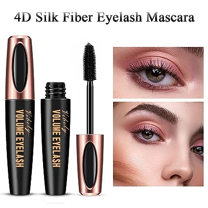 4D Silk Fiber Lash Mascara, Waterproof Smudge-proof Thickening Mascara Black Thickening Lengthening Mascara, All Day Exquisitely Full, Long, Thick, Long-Lasting No Flaking Lash Extensions - T