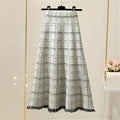 Vintage Fringe Plaid Knitted Skirt 58848 - TUZZUT Qatar Online Shopping