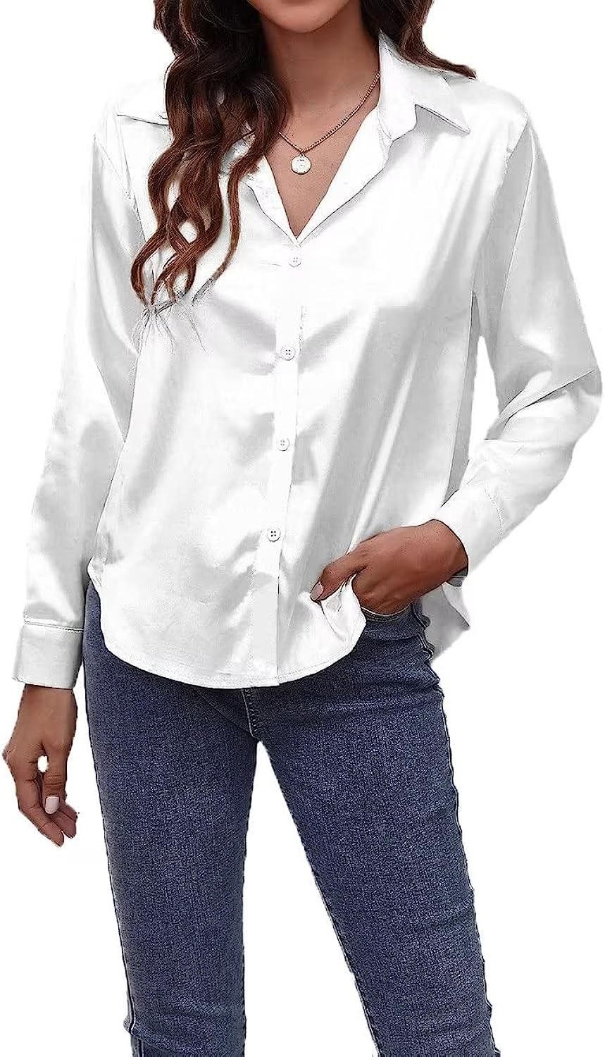 Autumn Fashion Button Up Satin Silk Shirt Spring Vintage Blouse Women White Lady Long Sleeves Female Loose Street Shirts S3832436 Autumn Fashion Button Up Satin Silk Shirt Spring Vintage Blouse Women White Lady Long Sleeves Female Loose Street Shirts S3832436