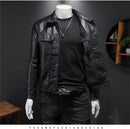 Motorcycle Faux Leather Jacket Men's Black Jaqueta De Couro Masculina Outwear Male PU Leather Coats M S4787837 - Tuzzut.com Qatar Online Shopping