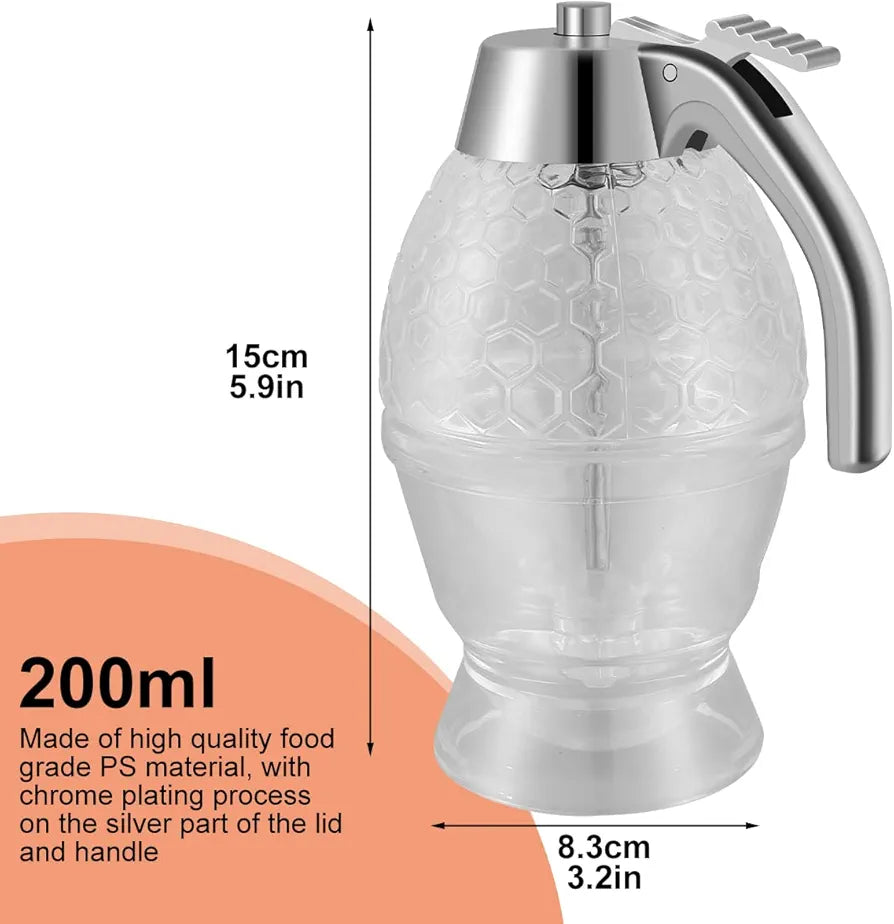 Honey Dispenser with Base No Drip Syrup Dispenser Reusable Plastic Acrylic Syrup Jar 200ml Honey Dispenser with Base No Drip Syrup Dispenser Reusable Plastic Acrylic Syrup Jar 200ml