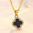 Four Leaf Crystal Clover Necklace NL626 - TUZZUT Qatar Online Shopping