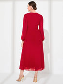 Women's Fashion New Model Neck Pleated Dress S458222 - TUZZUT Qatar Online Shopping