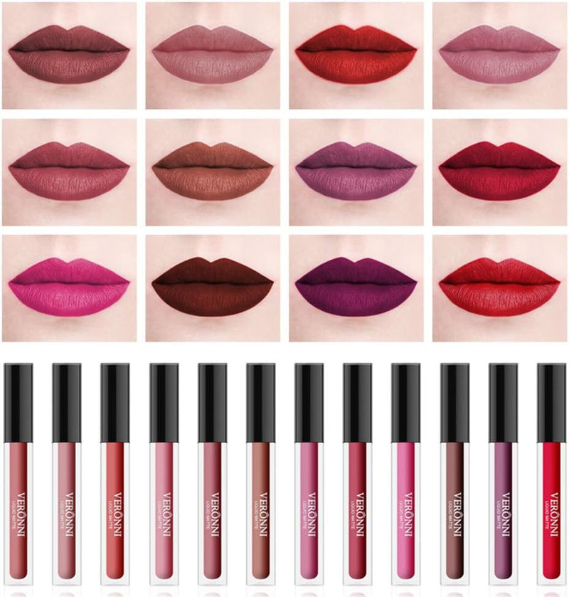 VERONNI Matte Liquid Lipstick Square Tube Waterproof Long Lasting Lip Gloss Promise Keep 24 Hours Lipgloss