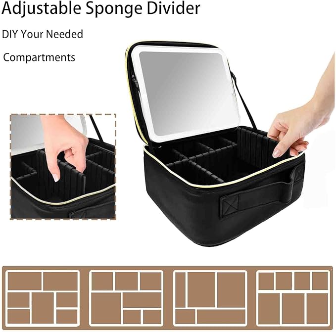 Travel Makeup Bag with 3 Setting Adjustable LED Mirror Travel Makeup Bag with 3 Setting Adjustable LED Mirror