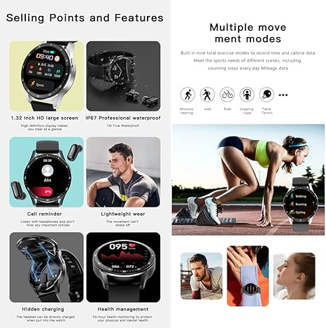 2 in 1 Smart Watch with Earbuds Smartwatch TWS