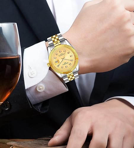 Men's Fashion Watches Diamonds Classic Design Stainless Steel Strap Watch