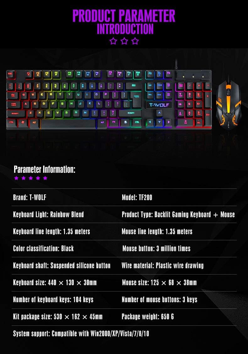 Thunder Wolf TF200 Gaming Wired USB Keyboard And Mouse Set -465239 Thunder Wolf TF200 Gaming Wired USB Keyboard And Mouse Set -465239