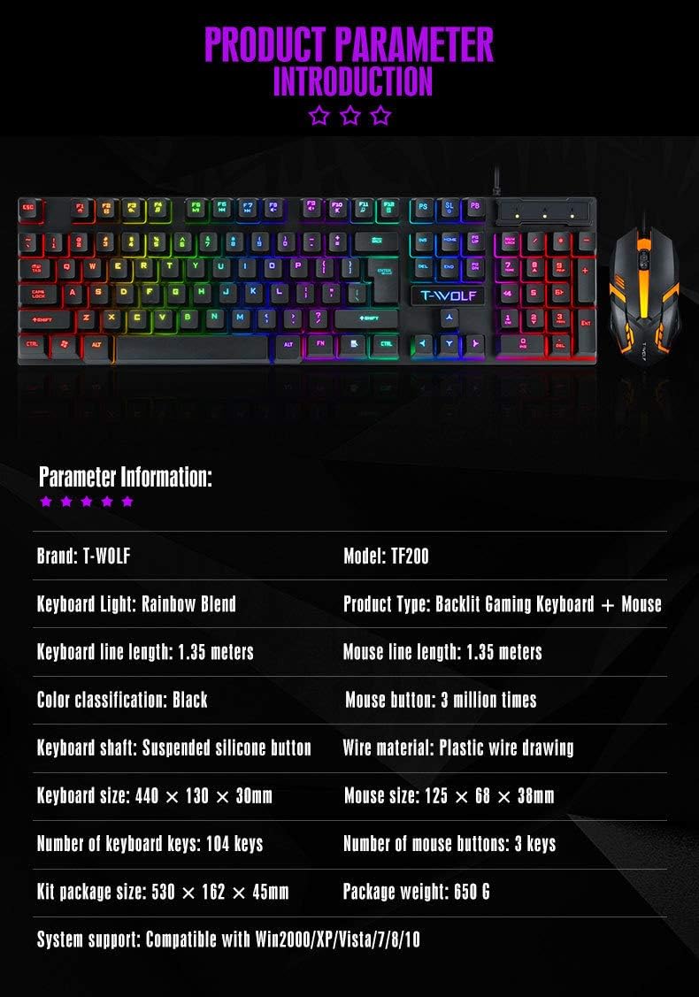 Thunder Wolf TF200 Gaming Wired USB Keyboard And Mouse Set -465239