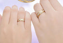 Women's Men's Rings Bi-Colour Twill Pattern Ring Wedding Anniversary Gift for Couple Polished and Matte Gold R789 - TUZZUT Qatar Online Shopping
