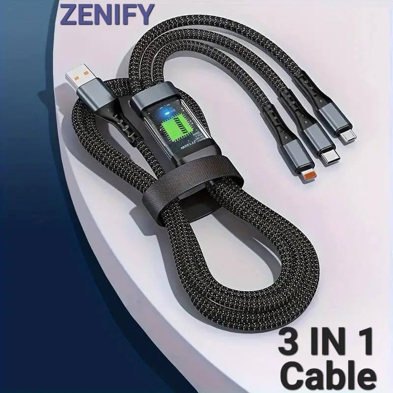 3 In 1 Super Fast Charging Usb Cable (Lightning- Type C- Micro) S224 3 In 1 Super Fast Charging Usb Cable (Lightning- Type C- Micro) S224