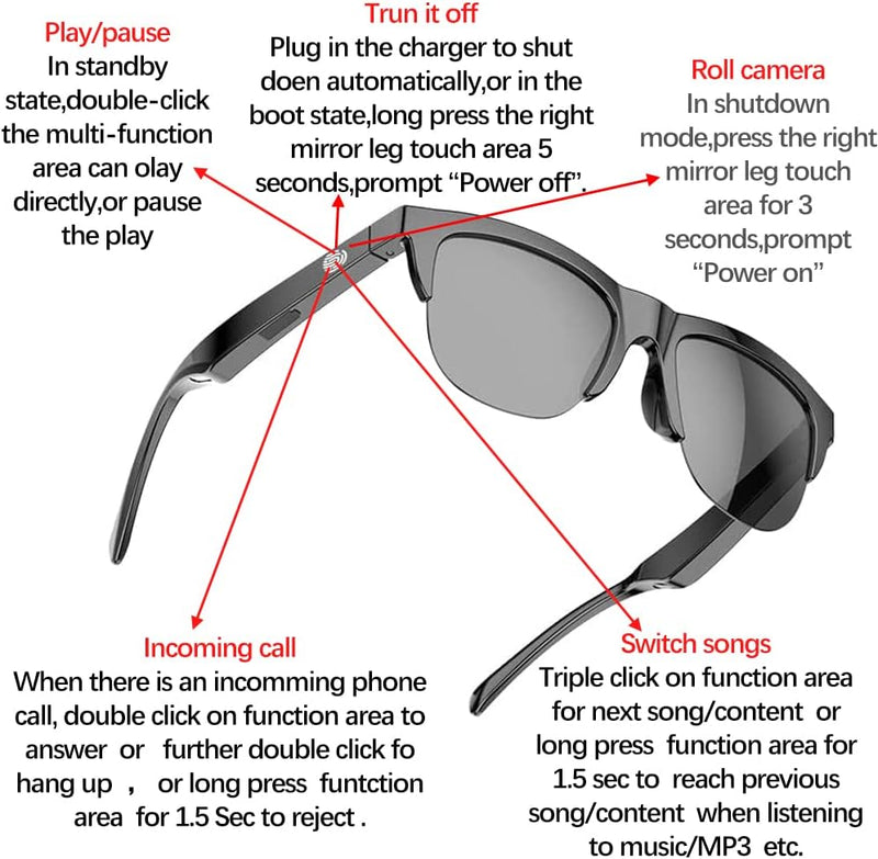 Smart Glasses Wireless Bluetooth Sunglass F-06 - Tuzzut.com Qatar Online Shopping