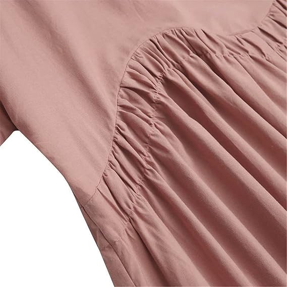 Women's Full Sleeve Solid Loose Waist O-Neck Comfortable Style Casual Summer Long Dress 5XL B-108428 - TUZZUT Qatar Online Shopping