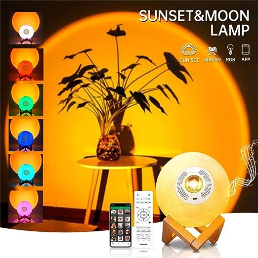 Creative Moon Lamp Quran Speaker Kids Night Light 7 Colors LED 3D Star Moon Light with Stand for Quran Recitation SQ-175