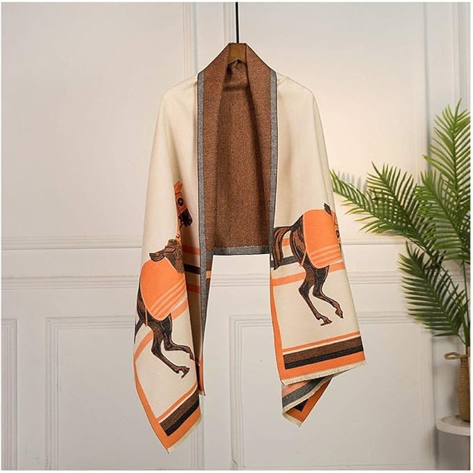 Horse Pattern Cashmere Winter Scarf 66632 - TUZZUT Qatar Online Shopping