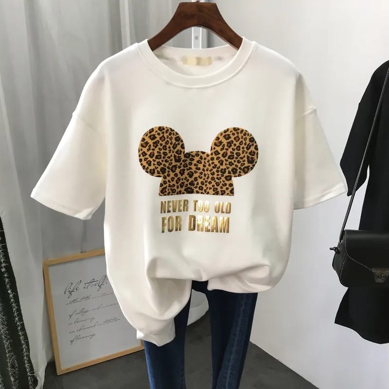 Disney 90s Aesthetic Mickey Mouse T-shirts Women Summer Loose Harajuku Female White T Shirt S1728577