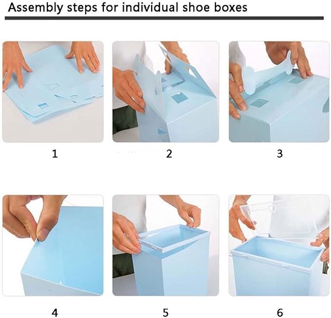 6 pcs Plastic Shoe Box Stackable Foldable Shoe Organizer - TUZZUT Qatar Online Shopping