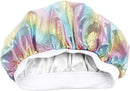 Holographic Satin Nightcap Wide Band Sleep Cap Bonnet Hat for Frizzy Natural Hair Curly Hair Loss S4583089 - Tuzzut.com Qatar Online Shopping