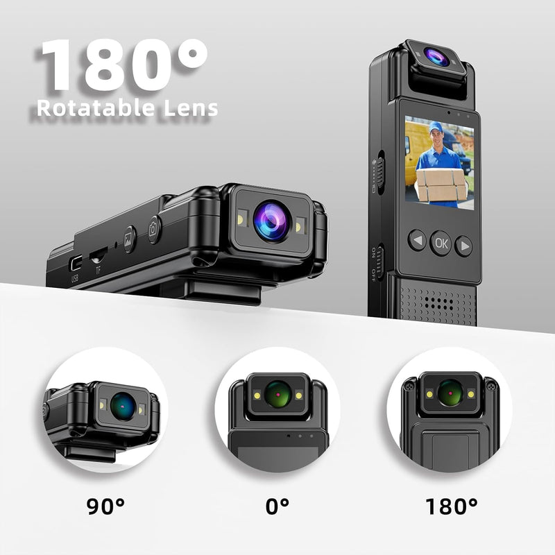 Night Vision Mini Body Camera 1080P, 180° Rotation - TUZZUT Qatar Online Shopping