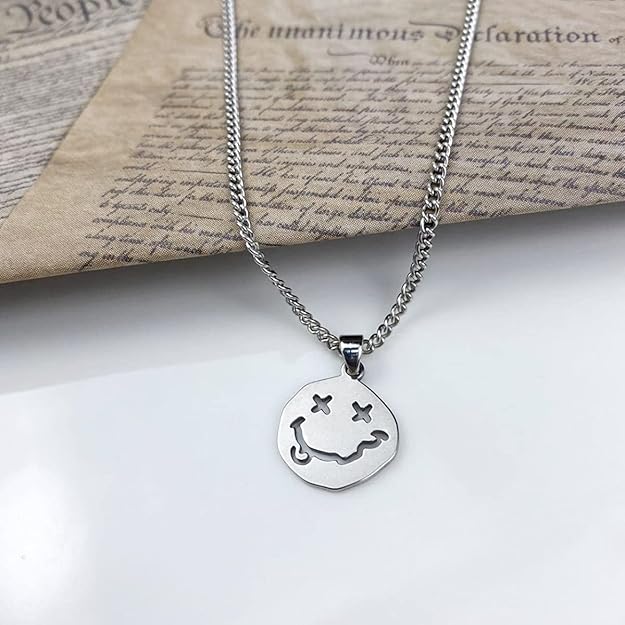 Smile Face Women's Pendants Necklaces Gothic Smiley Cool Hippie Streetwear Men's Necklaces H00