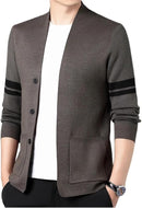 Men's Stripe Contrast Knitted Cardigan Sweater 8536927 - TUZZUT Qatar Online Shopping