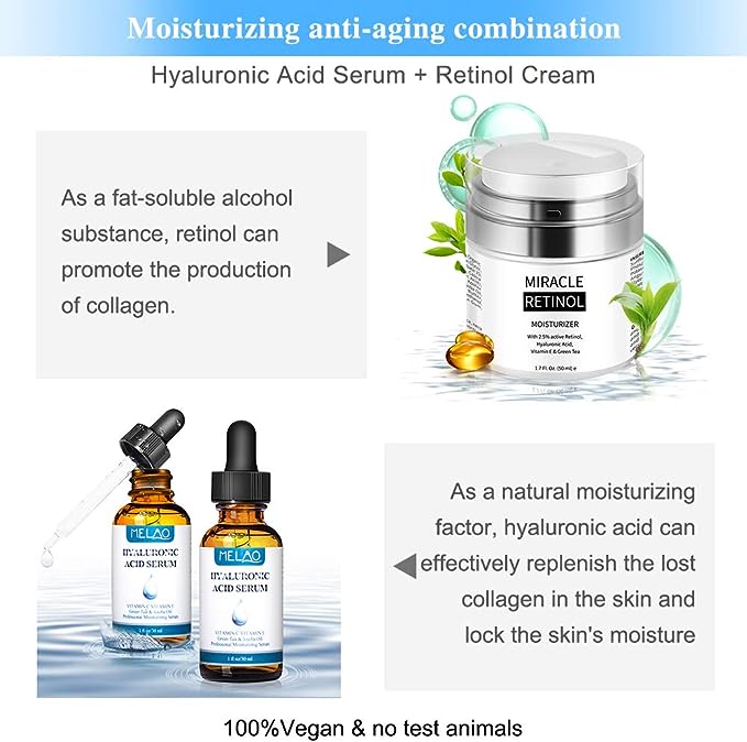 Melao Hyaluronic Acid Serum - Face Serum with Vitamin C & E Serum for Anti Aging/Wrinkle, Fine Lines, Dark Spot & Acne Serum for women & Men for Dry, Oily, Mature Skin (30ml) - Tuzzut.com Qat