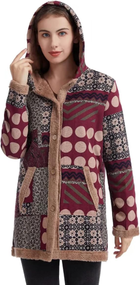 Vintage Print Autumn Winter Jacket Overcoat B-40831 Vintage Print Autumn Winter Jacket Overcoat B-40831
