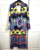 Womens Two Button Light Weight Long Jacket Modern Vintage Boho Print 2XL 005630899 - Tuzzut.com Qatar Online Shopping