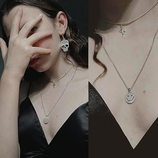 Smile Face Women's Pendants Necklaces Gothic Smiley Cool Hippie Streetwear Men's Necklaces H00 Smile Face Women's Pendants Necklaces Gothic Smiley Cool Hippie Streetwear Men's Necklaces H00