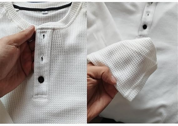 Mens Henley Shirt  Casual Breathable Shirts Regular Fit Long Sleeve P99582 - TUZZUT Qatar Online Shopping