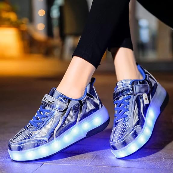Roller Shoes USB Charge Girls Boys Sneakers with Wheels LED Roller Skates Shoes S4750966 - TUZZUT Qatar Online Shopping
