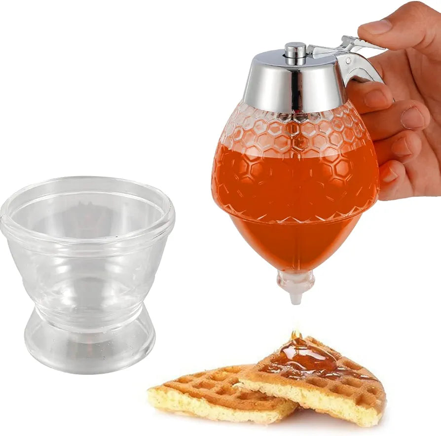 Honey Dispenser with Base No Drip Syrup Dispenser Reusable Plastic Acrylic Syrup Jar 200ml Honey Dispenser with Base No Drip Syrup Dispenser Reusable Plastic Acrylic Syrup Jar 200ml