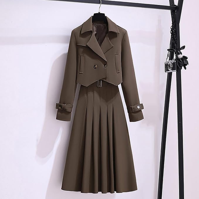 Long Sleeve Jacket + Pleated Skirt Top and Bottom Set 57420 Long Sleeve Jacket + Pleated Skirt Top and Bottom Set 57420