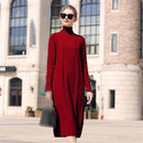 Autumn Winter High Neck Warm Wave Pattern Long Sweater 72556