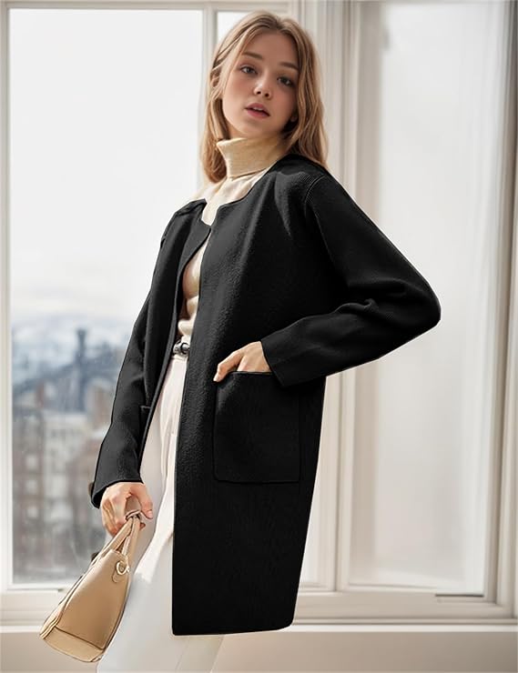 Women's Casual Open Front Cardigan Sweater Coat with Pockets 172597 - TUZZUT Qatar Online Shopping