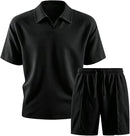 2 Piece Tracksuit Solid Polos T-Shirt Summer Golf Shirt Shorts Bermuda Elastic Waist Jogging Shorts 124578
