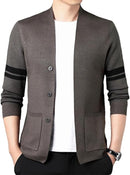 Men's Stripe Contrast Knitted Cardigan Sweater 8536927 - TUZZUT Qatar Online Shopping