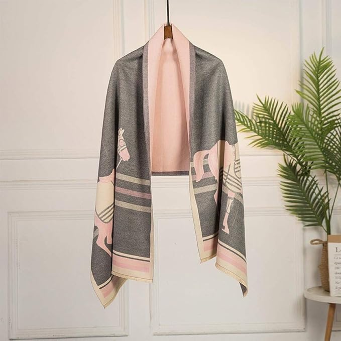 Horse Pattern Cashmere Winter Scarf 66632 - TUZZUT Qatar Online Shopping