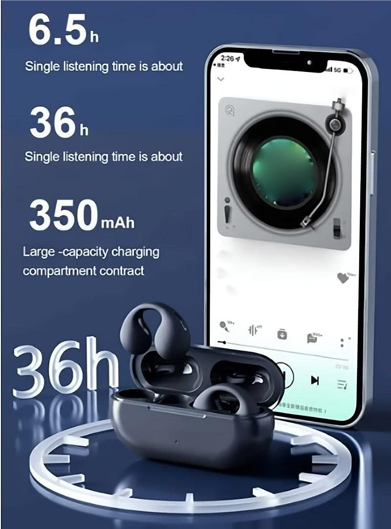 Bone Conduction Headphones with Ear Clip Wireless Earbuds, Bone Conduction Wireless Earbuds E01